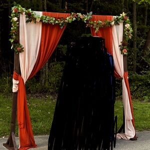 2 pale drapes and 2 terracotta drapes